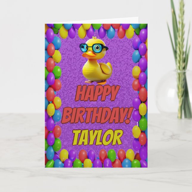 Rubber Duck Personalised Fun Greeting Birthday Card (Front)