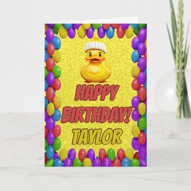 Rubber Duck Personalised Fun Greeting Birthday Card (Front)