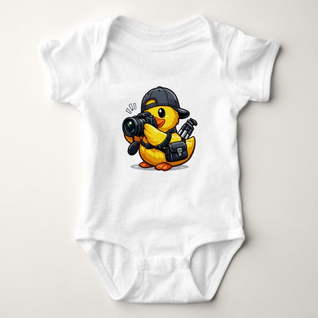 Rubber Duck Photographer Baby Bodysuit (Front)