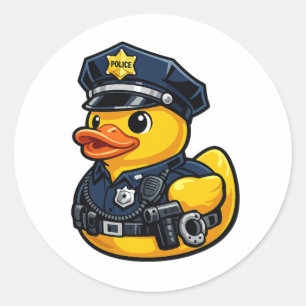 Rubber Duck Police Officer Classic Round Sticker