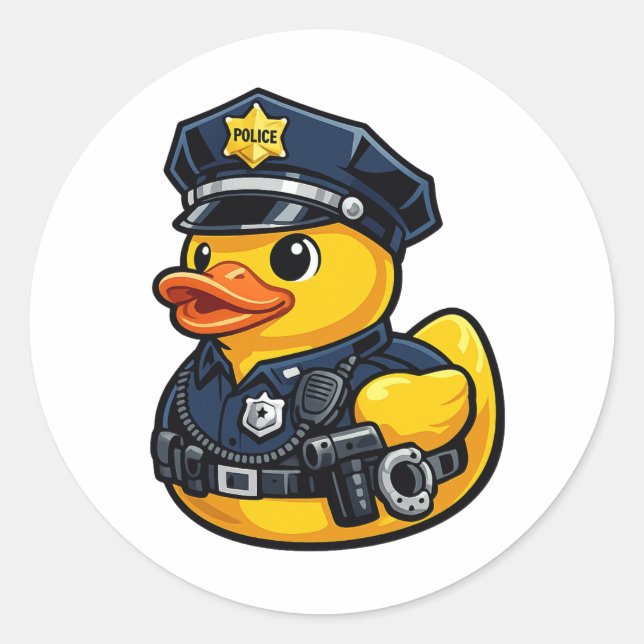 Rubber Duck Police Officer Classic Round Sticker (Front)
