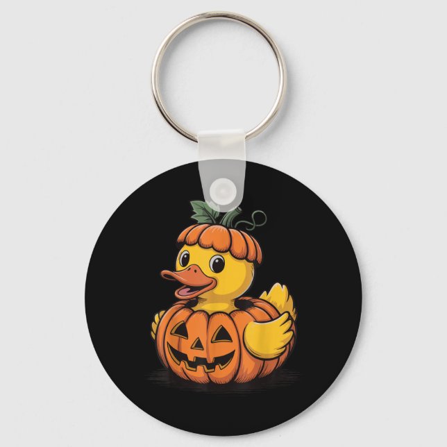 Rubber Duck Pumpkin Halloween Key Ring (Front)
