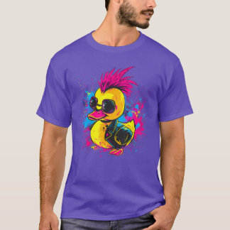 Rubber Duck Punk Rock Watercolor Rubber Duckling D T-Shirt