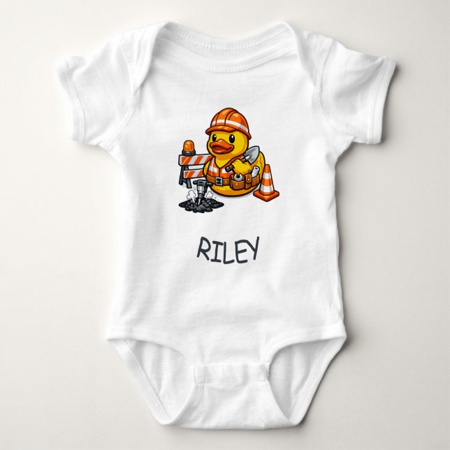 Rubber Duck Road Worker Baby Bodysuit (Front)