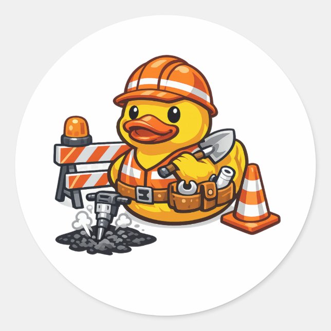 Rubber Duck Road Worker Classic Round Sticker (Front)