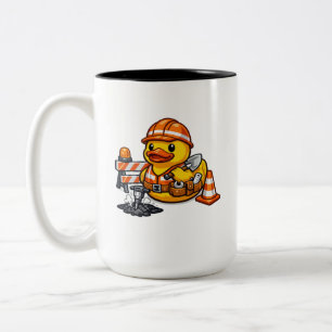 Rubber Duck Road Worker Two-Tone Coffee Mug