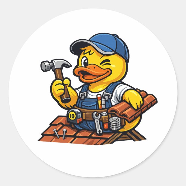 Rubber Duck Roofer Classic Round Sticker (Front)