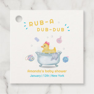 Rubber Duck Rub A Dub Dub Bathtub Baby Shower Favour Tags