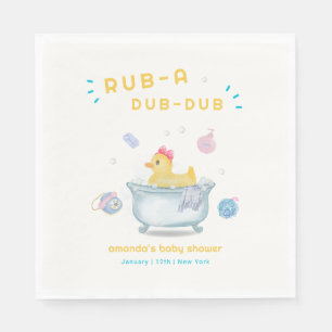 Rubber Duck Rub A Dub Dub Bathtub Baby Shower  Napkin