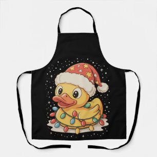 Rubber Duck Santa Hat Christmas Lights Xmas Snow Apron