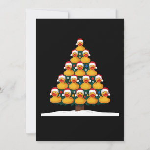 Rubber Duck Santa Hat Christmas Tree Xmas Holiday Invitation