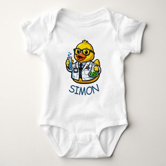 Rubber Duck Scientist Baby Bodysuit (Front)