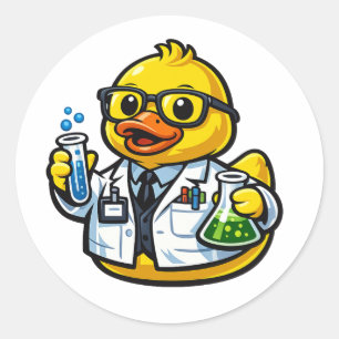 Rubber Duck Scientist Classic Round Sticker