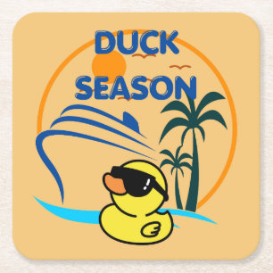 Rubber Duck Season Square Paper Coaster