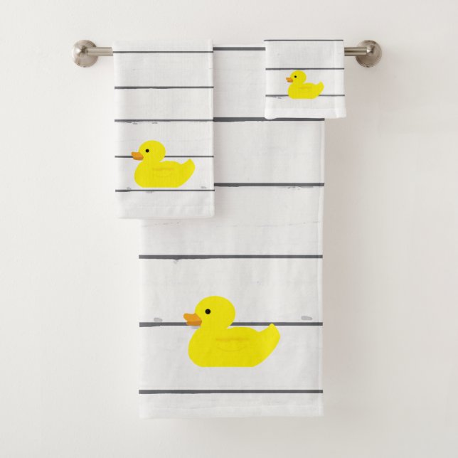 Rubber Duck Shiplap Painting Bath Towel Set (Insitu)