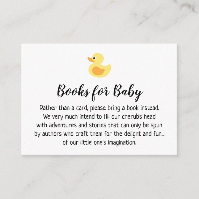 Rubber Duck Simple Book Request Insert Cards (Front)