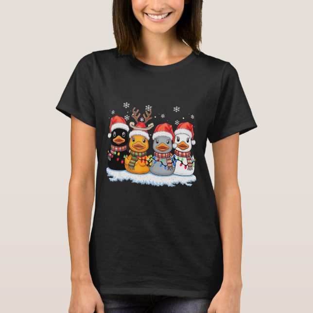 Rubber Duck Squad Christmas Light Reindeer Crew Xm T-Shirt (Front)