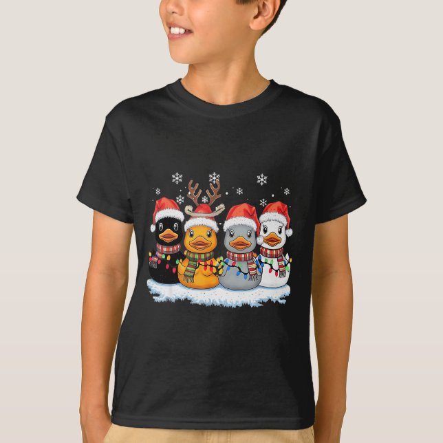 Rubber Duck Squad Christmas Light Reindeer Crew Xm T-Shirt (Front)