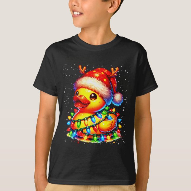 Rubber Duck Squad Christmas Light Reindeer Crew Xm T-Shirt (Front)