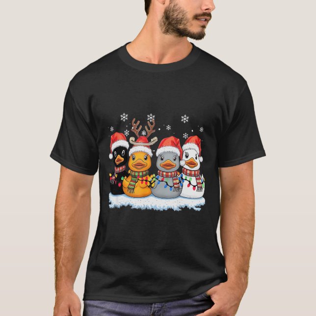 Rubber Duck Squad Christmas Light Reindeer Crew Xm T-Shirt (Front)