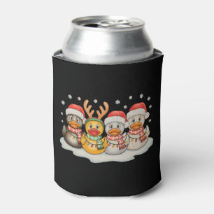 Rubber Duck Squad Santa Reindeer Christmas Lights Can Cooler