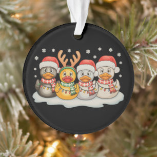 Rubber Duck Squad Santa Reindeer Christmas Lights Ornament