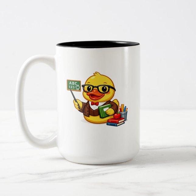 Rubber Duck Teacher Two-Tone Coffee Mug (Left)
