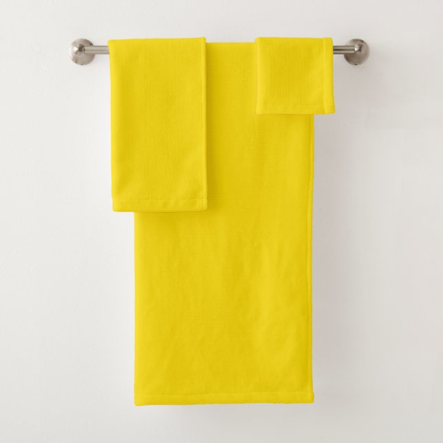 Rubber Duck Toy Yellow Autumn Fall Solid Colour Bath Towel Set (Insitu)