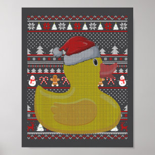 Rubber Duck Ugly Santa Hat Duck Christmas  Poster