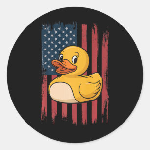 Rubber Duck Usa Flag Independence Day Bath Duck 1 Classic Round Sticker