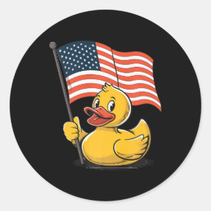 Rubber Duck Usa Flag Independence Day Bath Duck Pr Classic Round Sticker