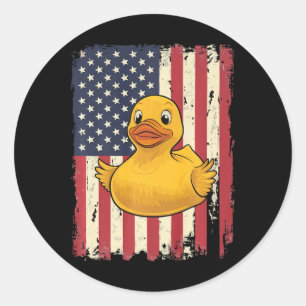 Rubber Duck Usa Flag Independence Day Bath Duck Pr Classic Round Sticker