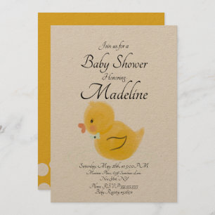Rubber Duck Watercolored   Baby Shower   Rustic Invitation