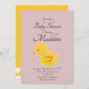 Rubber Duck Watercolored Blush  Baby Shower   Invitation