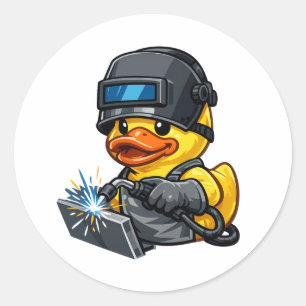 Rubber Duck Welder Classic Round Sticker