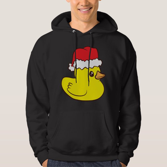 Rubber Duck With Santa Hat Cute Rubber Duck Christ Hoodie (Front)