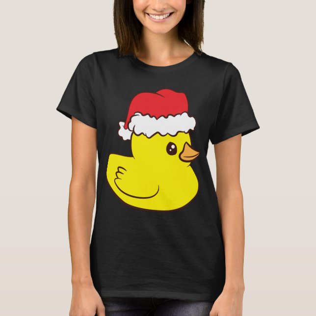 Rubber Duck With Santa Hat Cute Rubber Duck Christ T-Shirt (Front)