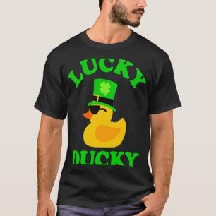 Rubber Duck With Sunglasses Four Leaf C Hat Lucky T-Shirt