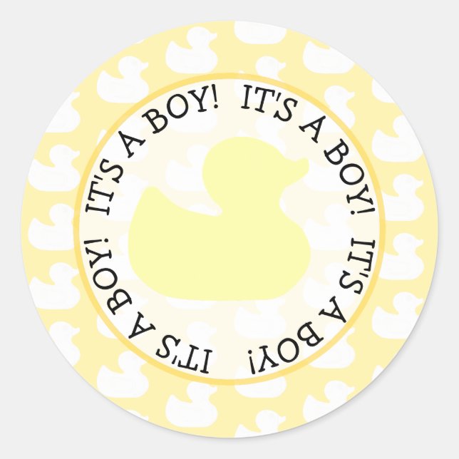 Rubber Duckie Baby Shower Classic Round Sticker (Front)