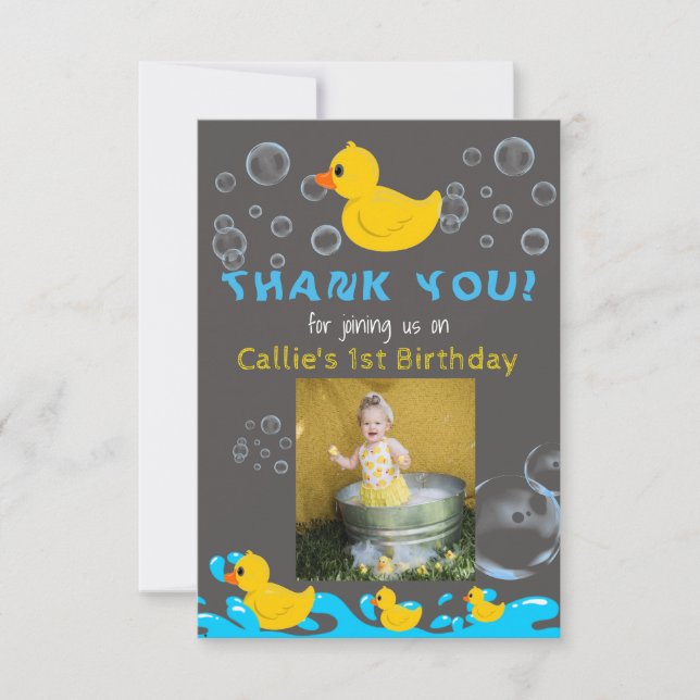 Rubber Duckie Birthday Thank you Card (Front)