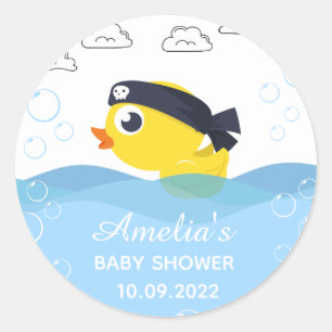Rubber Duckie Boy's Baby Shower  Classic Round Sticker