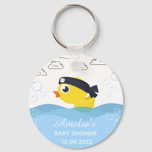 Rubber Duckie Boy's Baby Shower  Key Ring (Front)