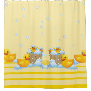 Rubber Duckie with Bubbles Shower Curtain