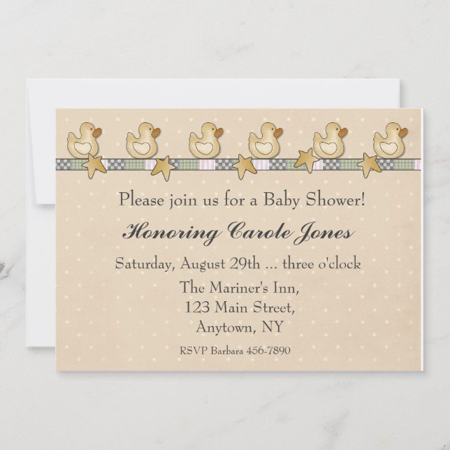 Rubber Duckies Baby Shower Invitation (Front)