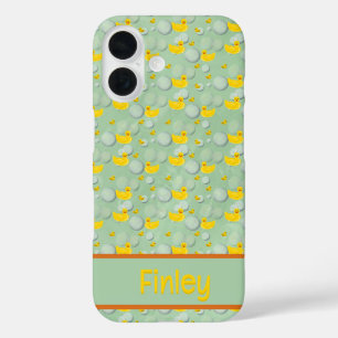 Rubber ducks and bubbles pattern iPhone 16 case