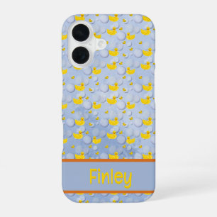 Rubber ducks and bubbles pattern iPhone 16 case
