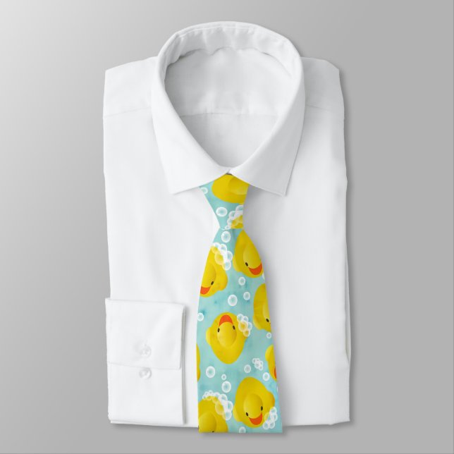 Rubber Ducks Bath Pattern Tie (Tied)