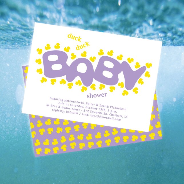 Rubber Ducks Duck Duck Baby Shower Invitation (Creator Uploaded)