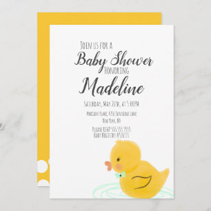 Rubber Ducks Hand Drawn  Baby Shower Invitation
