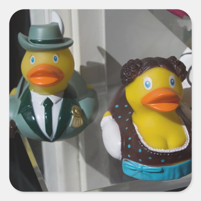 Rubber Ducks In Traditional Costumes Square Sticker (Front)